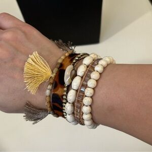 Victoria Emerson multi strand gold tone animal print  glass crystal bracelet